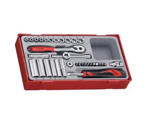 Tengtools TT1435 - Juego de vasos 1/4" serie regular/larga, métricos de 35 piezas