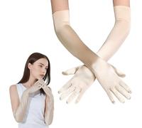 TENGWA 2 Pares Guantes Largos Mujer Champán Guantes Largos Fiesta 55 cm Elegante Audrey Hepburn Años 20 Fiesta de Ópera Carnaval Boda Novia Juego de Rol