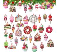TENGWA 30 Piezas Madera Adornos Colgantes Navidad Decoraciones Navideñas de Dulces 8CM Mini Adornos de Navidad Varios Estilos para Decoraciones Fiestas y Proyectos Bricolaje
