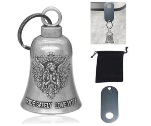 TENGWA Campana de la Guarda Campana Moto Amuleto Ángel 5 * 3cm Llavero Coche Amuleto de la Suerte Biker Buena Suerte Accesorios de Ciclismo para Motociclistas y Ciclistas