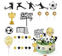 TENGWA Decoracion Tarta Futbol 23 Piezas Papel Happy Birthday Cake Topper para Pastel de Futbol Decoraciones para Pasteles Temáticas de Fiestas de Cumpleaños y Eventos Deportivos