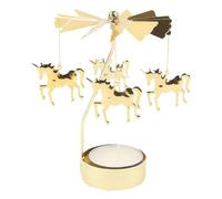 TENGWA Giratorio Portavelas Navidad Unicornio Candelabro Molino de Suerte Candle Holder 8 * 13 cm Adornos Dorado Portavelas para San Valentín Navidad Bodas Fiestas y Decoración del Hogar