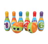 TengXiCLP Juego De Bolos para Niños con 6 Pines Y 2 Bolas, Juguete Suave De Poliuretano para Interior Y Exterior, Kit De Bolos Seguro con Bordes Redondeados para Interacción Padre - Hijo, De