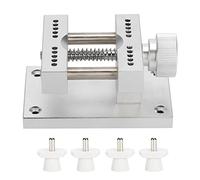 TengXiCLP Soporte ajustable para cajas de relojes de metal, herramienta de reparación para relojeros para la extracción de correas y la fijación del movimiento, base duradera con botón girat (Plata)