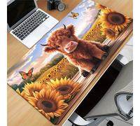 TengYuer Alfombrilla de Ratón Gaming XXL 1200x600x2mm, Girasoles Vacas | Alfombrilla Escritorio Grande Antideslizante, Superficie de Alta Precisión y Velocidad para Teclado, PC y Laptop