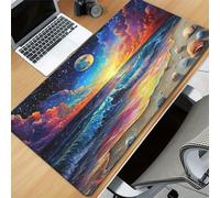 TengYuer Alfombrilla de Ratón Gaming XXL 1200x600x2mm - Playa Fantasía Océano - Alfombrilla Escritorio Grande con Base Antideslizante y Bordes Cosidos para PC, Oficina