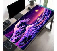 TengYuer Alfombrilla de Ratón Gaming XXL 600x300x2mm - Ondas Cielo Estrellado - Alfombrilla Escritorio Grande con Base Antideslizante y Bordes Cosidos para PC, Oficina