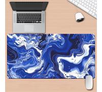 TengYuer Alfombrilla de Ratón Gaming XXL 600x300x3mm - Fluido Blanco Azulado - Alfombrilla Escritorio Grande con Base Antideslizante y Bordes Cosidos para PC, Oficina
