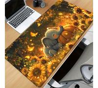 TengYuer Alfombrilla de Ratón Gaming XXL 600x400x2mm - Girasol Elefante - Alfombrilla Escritorio Grande con Base Antideslizante y Bordes Cosidos para PC, Oficina