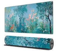 TengYuer Alfombrilla de Ratón Gaming XXL 600x400x3mm - Bosques Acuarela - Alfombrilla Escritorio Grande con Base Antideslizante y Bordes Cosidos para PC, Oficina