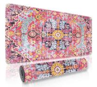 TengYuer Alfombrilla de Ratón Gaming XXL 600x400x3mm - Rosa Bohemio - Alfombrilla Escritorio Grande con Base Antideslizante y Bordes Cosidos para PC, Oficina