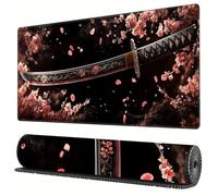 TengYuer Alfombrilla de Ratón Gaming XXL 700x300x3mm - Espada Samurái Japonesa - Alfombrilla Escritorio Grande con Base Antideslizante y Bordes Cosidos para PC, Oficina