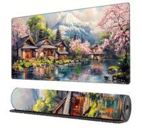 TengYuer Alfombrilla de Ratón Gaming XXL 700x400x2mm - Cerezos Flor Campo - Alfombrilla Escritorio Grande con Base Antideslizante y Bordes Cosidos para PC, Oficina