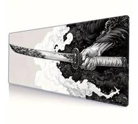 TengYuer Alfombrilla de Ratón Gaming XXL 800x400x2mm, Samurái Blanco Negro | Alfombrilla Escritorio Grande Antideslizante, Superficie de Alta Precisión y Velocidad para Teclado, PC y Laptop