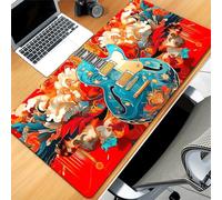 TengYuer Alfombrilla de Ratón Gaming XXL 800x400x3mm - Flores Guitarra - Alfombrilla Escritorio Grande con Base Antideslizante y Bordes Cosidos para PC, Oficina