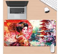 TengYuer Alfombrilla de Ratón Gaming XXL 800x400x3mm - Niña Flores - Alfombrilla Escritorio Grande con Base Antideslizante y Bordes Cosidos para PC, Oficina