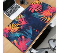 TengYuer Alfombrilla de Ratón Gaming XXL 900x300x2mm - Hojas Tropicales - Alfombrilla Escritorio Grande con Base Antideslizante y Bordes Cosidos para PC, Oficina