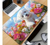 TengYuer Alfombrilla de Ratón Gaming XXL 900x400x2mm - Flor Perro - Alfombrilla Escritorio Grande con Base Antideslizante y Bordes Cosidos para PC, Oficina