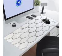 TengYuer Alfombrilla de Ratón para Juegos 700x300x3 mm Alfombrilla Ratón Grande Alfombrilla Escritorio Extendida con Base de Goma Antideslizante para Gamers PC y Portátil (Geometría Blanca)