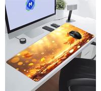 TengYuer Alfombrilla de Ratón para Juegos 800x300x3 mm Alfombrilla Ratón Grande Alfombrilla Escritorio Extendida con Base de Goma Antideslizante para Gamers PC y Portátil (Hojas Amarillas)