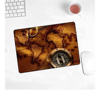 TengYuer Alfombrilla de Ratón para Jugadores - 400x450x3mm - Alfombrilla ratón Marrón Mapa Vintage - Borde Cosido - Base de Goma Antideslizante para PC, Portátil, Oficina en Casa
