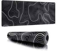 TengYuer XXL Alfombrilla Ratón Gaming 700x300x2mm Alfombrilla de Ratón Grande Negro Línea Blanca con Bordes Cosidos Base de Goma Antideslizante Alfombrilla Gaming para PC Ratón y Teclado