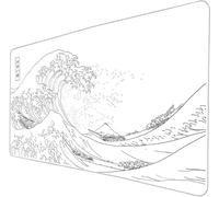 TengYuer XXL Alfombrilla Ratón Gaming 700x400x3mm Alfombrilla de Ratón Grande Blanco Olas con Bordes Cosidos Base de Goma Antideslizante Alfombrilla Gaming para PC Ratón y Teclado