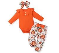 TenhCr onjunto de Halloween para Niña Pequeña, 0-18 | Mezcla Suave de Algodón, Estampado de Calabaza Resistente al Desgaste, Ropa de Otoño para Bebé Niña, Mi Primer Halloween