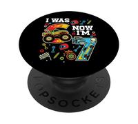 Tenía 6 años, Pero Ahora Tengo 7 años Monster Truck Six Seven 7th Birthday PopSockets PopGrip Adhesivo