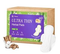 TeNice Almohadillas sanitarias a base de hierbas para mujer, ultrafinas con alas para el cuidado femenino, absorción regular, 30 unidades
