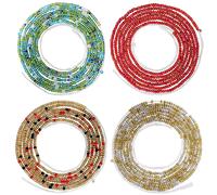 Teniinet 4PCS 50?Handmade African Waist Beads for Women Non-Stretching