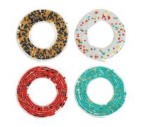 Teniinet 4PCS 50?Handmade African Waist Beads for Women Non-Stretching