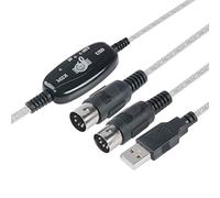 TENINYU Convertidor de cable USB a MIDI 2 en 1 PC a sintetizador de estudio de música, interfaz de teclado, cable adaptador de 16 canales, compatible con computadora portátil, Windows y Mac