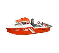 TENIREALX Barco RC a escala 1:32 con motor sin escobillas, lancha de velocidad de rescate de 2.4 GHz con luces de búsqueda LED, remolcador de rescate de alta velocidad, regalo para adultos y