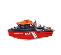 TENIREALX Barco RC a escala 1:32 con motor sin escobillas, lancha de velocidad de rescate de 2.4 GHz con luces de búsqueda LED, remolcador de rescate de alta velocidad, regalo para adultos y
