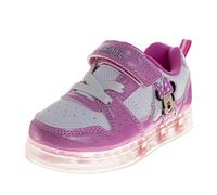 Tenis con luz LED para niñas, diseño de Minnie Mouse, Frozen Stitch Paw Patrol Moana, Disney Princess, zapatos LED casuales para niña, talla 6-10, niños pequeños 11-12, Rosa/blanco, 26 EU