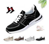 Tenis con Plataforma y Cremallera for Mujer, Zapatillas de cuña, cómodos y Transpirables, Zapatos ortopédicos for Mujer.(Black,41 EU)