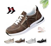 Tenis con Plataforma y Cremallera for Mujer, Zapatillas de cuña, cómodos y Transpirables, Zapatos ortopédicos for Mujer.(Brown,38 EU)