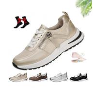 Tenis con Plataforma y Cremallera for Mujer, Zapatillas de cuña, cómodos y Transpirables, Zapatos ortopédicos for Mujer.(Golden,42 EU)
