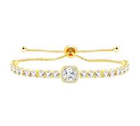 Tenis de circonio Cuadrado Ajustable con Cadena Bolo, Elegante joyería con Dije de Cubo para Bodas, graduaciones, Uso Informal y Diario YA4536