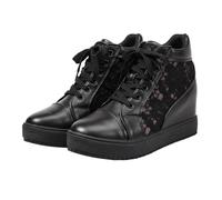 Tenis de cuña para novia, con plataforma alta hasta el tobillo, tacón oculto, ligeros, para caminar, zapatos de encaje, tenis de moda, casuales, zapatos de boda, suaves, cómodos, zapatos de verano con