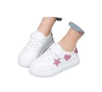 Tenis de doble correa para niños - Linda decoración de corazón con purpurina, zapatos casuales sin suela de goma, zapatos para caminar para niñas pequeñas, talla niña, hot pink, 40.5 EU