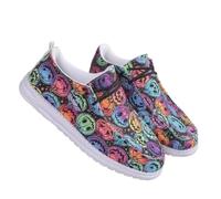 Tenis de lona para mujer, de Halloween, con estampado de esqueleto de calabaza, parte superior baja, con cordones, transpirables, cómodos, de lona, zapatos deportivos para mujer, A06, 36 EU