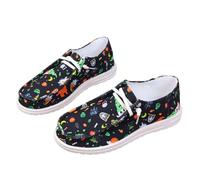 Tenis de lona para mujer, de Halloween, con estampado de esqueleto de calabaza, parte superior baja, con cordones, transpirables, cómodos, de lona, zapatos deportivos para mujer, a01, 36.5 EU