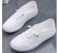 Tenis de lona para mujer, sin cordones, de caña baja, informales, para | Classic Comfort - Zapatos planos bajos con cordones, ligeros, cómodos, a la moda