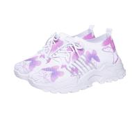 Tenis de malla con estampado de mariposas para mujer, para verano, ocio y entrenamiento diario de moda, violeta claro, 38.5 EU