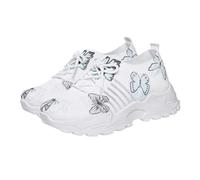 Tenis de malla con estampado de mariposas para mujer, para verano, ocio y entrenamiento diario de moda, verde claro, 38 EU