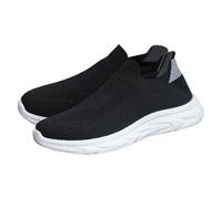 Tenis de malla de verano para hombre, unisex, sin cordones, suaves, gruesos, antideslizantes, transpirables, para caminar, correr, sin cordones, ligeros, para exteriores, casuales, Black, 40 2/3 EU