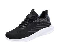 Tenis de malla transpirable para hombre, tenis de senderismo ligeros sin cordones, zapatos casuales antideslizantes de color sólido, zapatos de ocio, zapatos cómodos de entrenamiento, Black, 42 1/3 EU