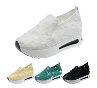 Tenis de moda para mujer 2025, bordado floral, malla transpirable, zapatos de cuña para caminar, ortopédicos, ligeros, cómodos, informales, elegantes, de espuma viscoelástica, zapatos deportivos para